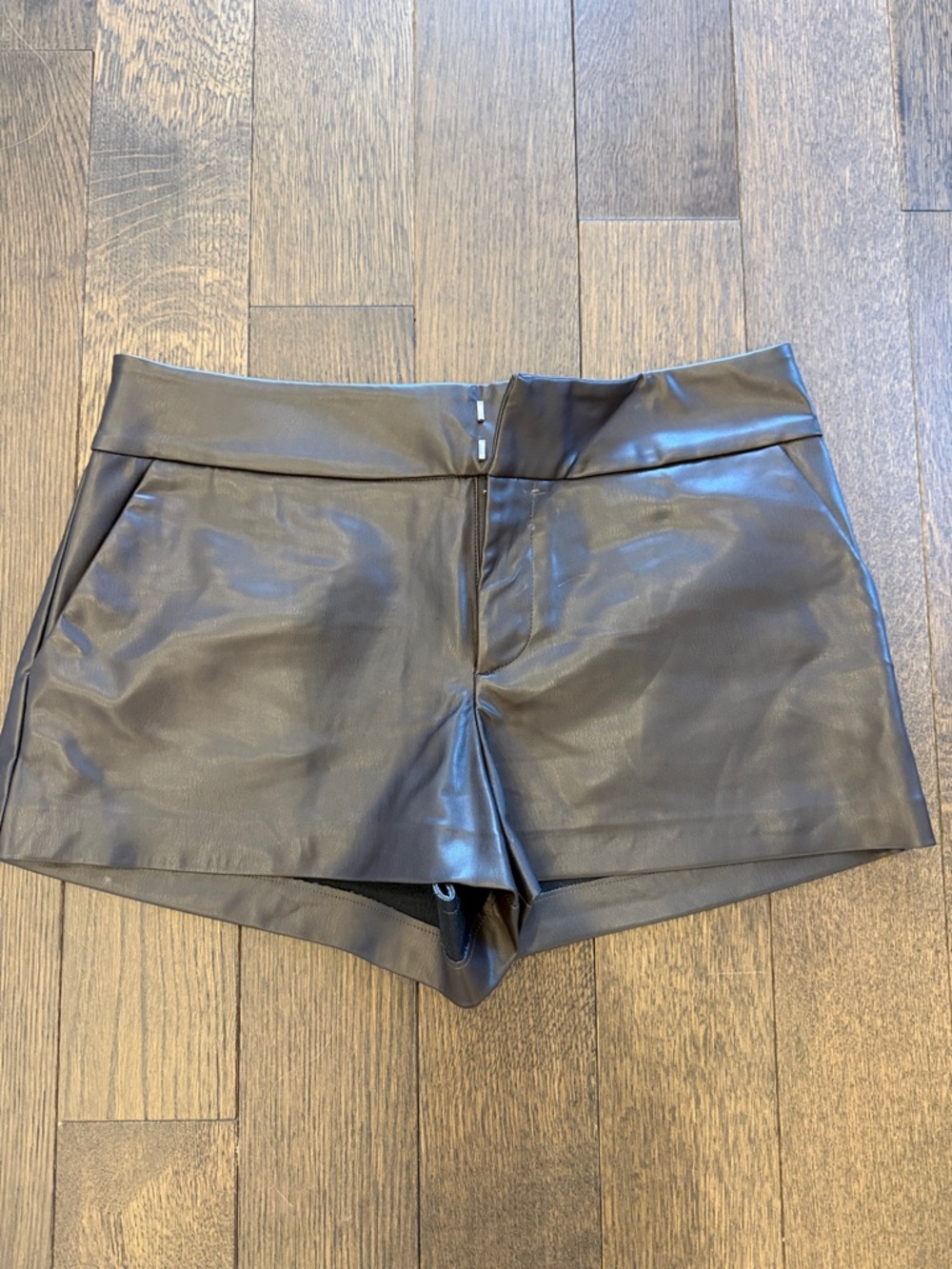 Zara High-Waist Faux Leather Shorts - Black